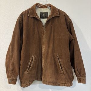 Vtg Men’s Corduroy Jacket M Brown 90s Sherpa Lined Wide Wale Skater Oversized